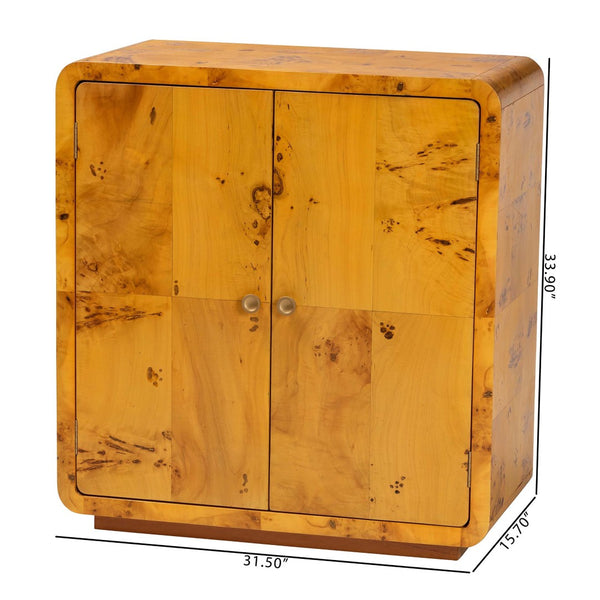 Baxton Studio bali Modern Natural Burl Wood Storage Cabinet - Handcrafted, Unique Design for Clutter-Free Living Spaces KL-1573-Natural Burl Op1-Ebony-Sideboard-BOXED