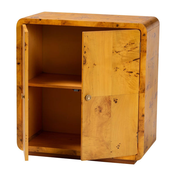 Baxton Studio bali Modern Natural Burl Wood Storage Cabinet - Handcrafted, Unique Design for Clutter-Free Living Spaces KL-1573-Natural Burl Op1-Ebony-Sideboard-BOXED