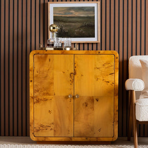 Baxton Studio bali Modern Natural Burl Wood Storage Cabinet - Handcrafted, Unique Design for Clutter-Free Living Spaces KL-1573-Natural Burl Op1-Ebony-Sideboard-BOXED