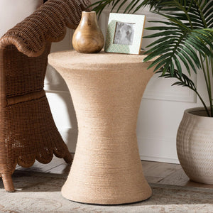 Baxton Studio bali Cady Japandi Natural Jute Side Table - Elegant Hourglass Design for Cozy Living Spaces & Nooks F242-FT1-Side Table