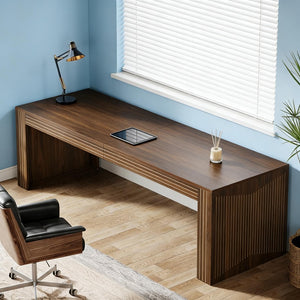 English Elm Executive Extra Long Wood Grain Computer Desk for Dual Monitor Home Office Setup T3971P449943