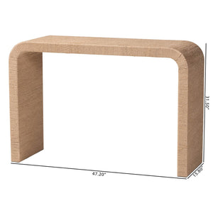 Baxton Studio bali Eviana Japandi Waterfall Console Table - Handcrafted Natural Jute for Modern Entryway Warmth F242-FT4-Console Table
