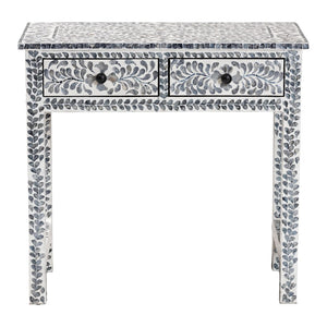 Baxton Studio bali Diata Coastal Black and White Capiz Shell Console Table with 2 Drawers for Elegant Storage F242-FT12-Console Table