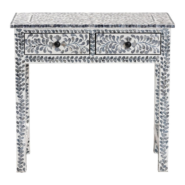 Baxton Studio bali Diata Coastal Black and White Capiz Shell Console Table with 2 Drawers for Elegant Storage F242-FT12-Console Table