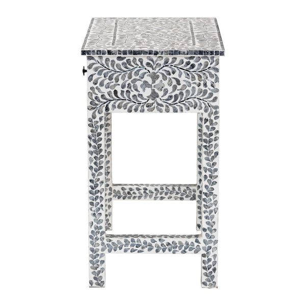 Baxton Studio bali Diata Coastal Black and White Capiz Shell Console Table with 2 Drawers for Elegant Storage F242-FT12-Console Table