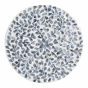 Baxton Studio bali Marilla Coastal Black & White Capiz Shell Ottoman - Elegant Footstool & Decorative Accent F242-FT14-Stool