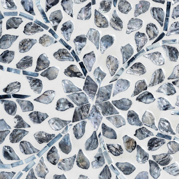 Baxton Studio bali Marilla Coastal Black & White Capiz Shell Ottoman - Elegant Footstool & Decorative Accent F242-FT14-Stool