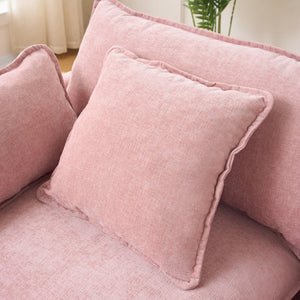 English Elm Beige Chenille Sectional Sofa with Modular Ottoman for Living Room or Studio Pink W2603S00003
