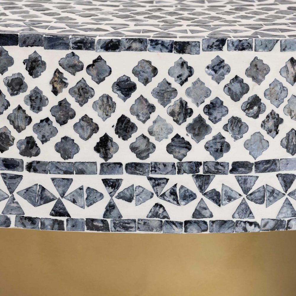 Baxton Studio bali Idra Coastal Black & White Capiz Shell Coffee Table - Artisanal Elegance for Modern Living F242-FT15-Coffee Table