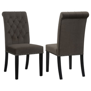English Elm 2pc Plush Button-Tufted High Back Dining Chairs with Rolled Top, Nailhead Trim and Tapered Legs Brown,Espresso 42.5 L x 13 W x 19.25 H B011P311394