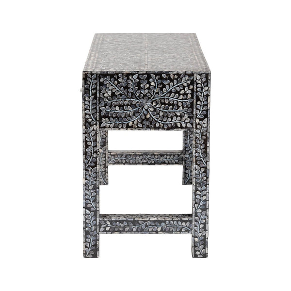 Baxton Studio bali Elara Coastal Console Table – Black & White Capiz Shell with 3 Drawers for Stylish Storage F242-FT16-Console Table