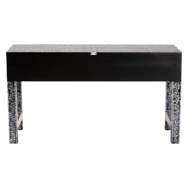 Baxton Studio bali Elara Coastal Console Table – Black & White Capiz Shell with 3 Drawers for Stylish Storage F242-FT16-Console Table