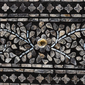 Baxton Studio bali Elara Coastal Console Table – Black & White Capiz Shell with 3 Drawers for Stylish Storage F242-FT16-Console Table