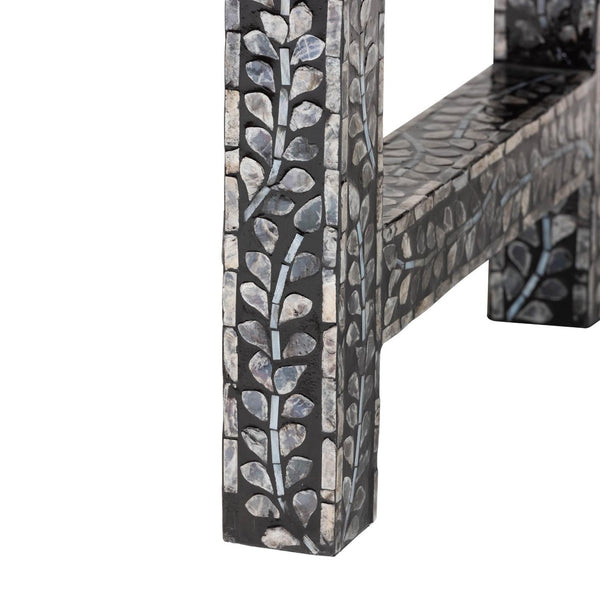 Baxton Studio bali Elara Coastal Console Table – Black & White Capiz Shell with 3 Drawers for Stylish Storage F242-FT16-Console Table