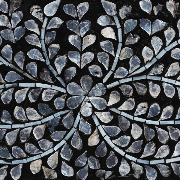 Baxton Studio bali Elara Coastal Console Table – Black & White Capiz Shell with 3 Drawers for Stylish Storage F242-FT16-Console Table