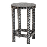 bali & pari Elara Coastal Black and White Mother of Pearl Capiz Shell End Table