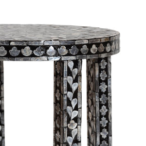 Baxton Studio bali Elara Coastal Black & White Mother of Pearl Capiz Shell End Table - Elegant Accent Piece for Any Room F242-FT17-Side Table
