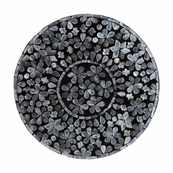 Baxton Studio bali Elara Coastal Black & White Mother of Pearl Capiz Shell End Table - Elegant Accent Piece for Any Room F242-FT17-Side Table