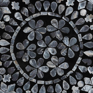 Baxton Studio bali Elara Coastal Black & White Mother of Pearl Capiz Shell End Table - Elegant Accent Piece for Any Room F242-FT17-Side Table