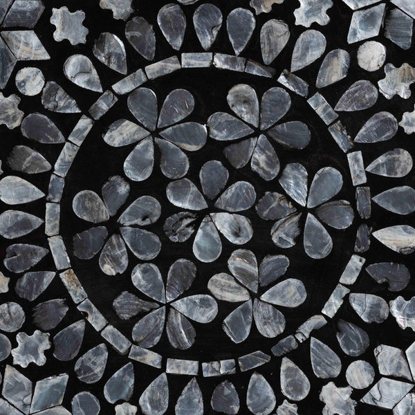 Baxton Studio bali Elara Coastal Black & White Mother of Pearl Capiz Shell End Table - Elegant Accent Piece for Any Room F242-FT17-Side Table