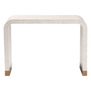 Baxton Studio bali Carlyn Coastal Console Table - Beige & White Mother of Pearl Capiz Shell, Handcrafted Elegance F242-FT19-Console Table