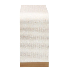 Baxton Studio bali Carlyn Coastal Console Table - Beige & White Mother of Pearl Capiz Shell, Handcrafted Elegance F242-FT19-Console Table