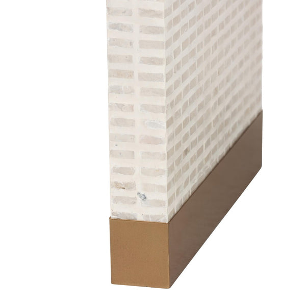 Baxton Studio bali Carlyn Coastal Console Table - Beige & White Mother of Pearl Capiz Shell, Handcrafted Elegance F242-FT19-Console Table