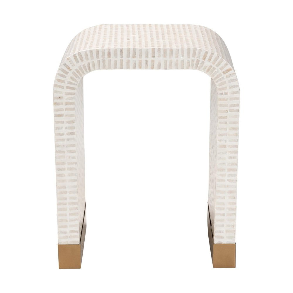 Baxton Studio bali Coastal Elegance: Carlyn Capiz Shell End Table - Handcrafted Modern Design for Any Space F242-FT19-Side Table