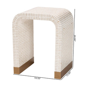 Baxton Studio bali Coastal Elegance: Carlyn Capiz Shell End Table - Handcrafted Modern Design for Any Space F242-FT19-Side Table