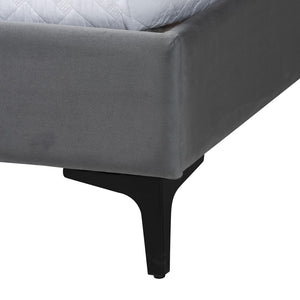 Baxton Studio Baxton Studio Etienne Modern Slate Grey Velvet Queen Platform Bed - Stylish, Comfortable Sleep Solution BBT61231-Dark Grey-Queen