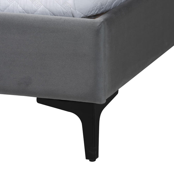 Baxton Studio Baxton Studio Etienne Modern Slate Grey Velvet Queen Platform Bed - Stylish, Comfortable Sleep Solution BBT61231-Dark Grey-Queen
