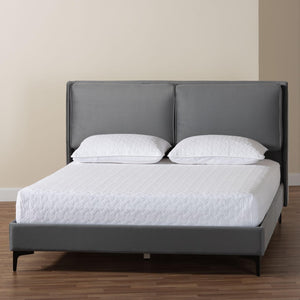 Baxton Studio Baxton Studio Etienne Modern Slate Grey Velvet Queen Platform Bed - Stylish, Comfortable Sleep Solution BBT61231-Dark Grey-Queen