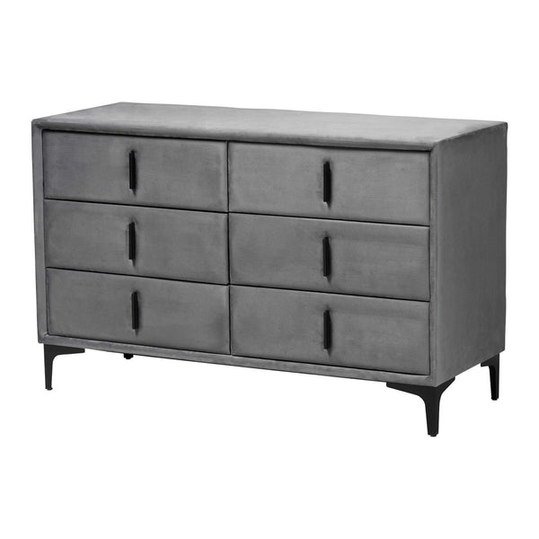 Baxton Studio Baxton Studio Etienne Velvet Dresser in Slate Grey - Modern 6-Drawer Storage & Stylish Design BBT2047 A3-Dark Grey-Dresser