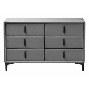 Baxton Studio Baxton Studio Etienne Velvet Dresser in Slate Grey - Modern 6-Drawer Storage & Stylish Design BBT2047 A3-Dark Grey-Dresser