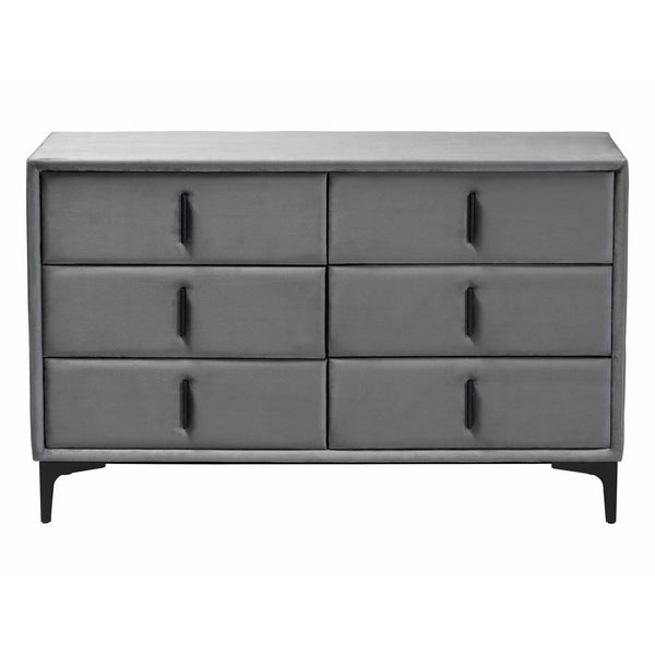 Baxton Studio Baxton Studio Etienne Velvet Dresser in Slate Grey - Modern 6-Drawer Storage & Stylish Design BBT2047 A3-Dark Grey-Dresser