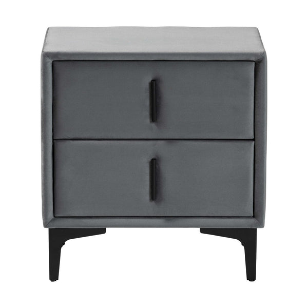 Baxton Studio Baxton Studio Slate Grey Velvet Nightstand - Modern 2-Drawer Design for Chic Bedroom Storage BBT3175 A4-Dark Grey-NS