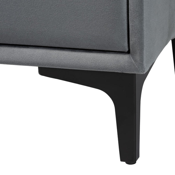 Baxton Studio Baxton Studio Slate Grey Velvet Nightstand - Modern 2-Drawer Design for Chic Bedroom Storage BBT3175 A4-Dark Grey-NS