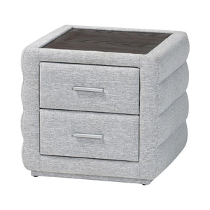 Baxton Studio Baxton Studio Cadmus 4-Piece Modern Bedroom Set with King Bed, Dresser & Nightstands in Grey Fabric BBT61237-Light Grey-King 4PC Bedroom Set