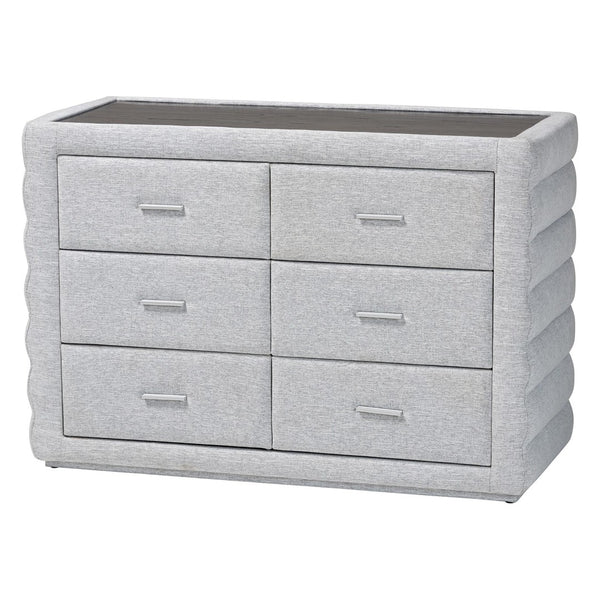 Baxton Studio Baxton Studio Cadmus 4-Piece Modern Bedroom Set with King Bed, Dresser & Nightstands in Grey Fabric BBT61237-Light Grey-King 4PC Bedroom Set