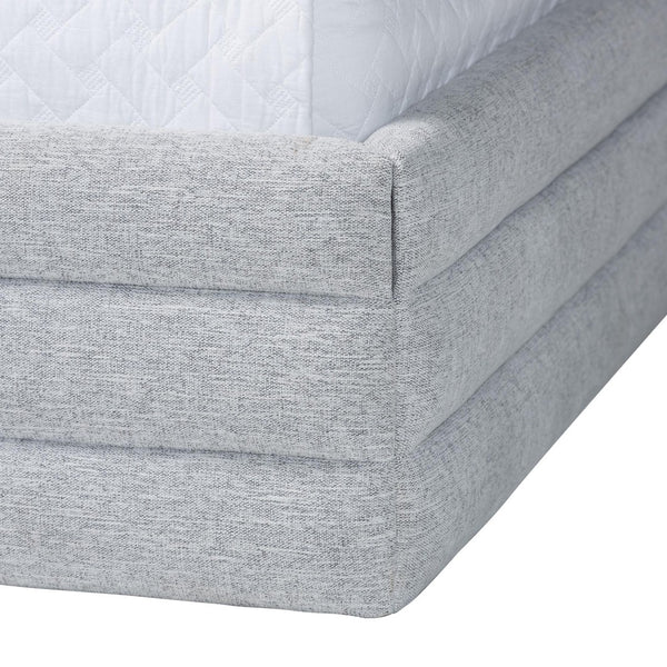 Baxton Studio Baxton Cadmus Modern Light Grey Channel-Tufted 4-Piece Queen Bedroom Set with Stylish Comfort BBT61237-Light Grey-Queen 4PC Bedroom Set