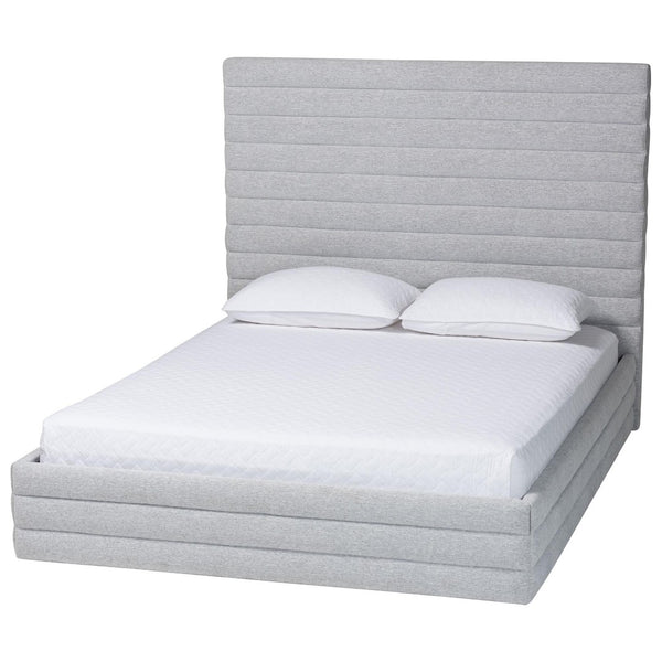 Baxton Studio Baxton Studio Cadmus Modern Light Grey Channel-Tufted Fabric Platform Bed for Contemporary Bedrooms King BBT61237-Light Grey-King