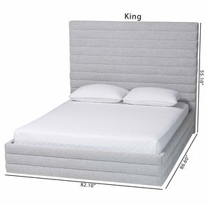 Baxton Studio Baxton Studio Cadmus Modern Light Grey Channel-Tufted Fabric Platform Bed for Contemporary Bedrooms King BBT61237-Light Grey-King