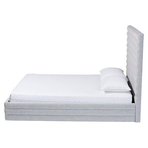 Baxton Studio Baxton Studio Cadmus Modern Light Grey Channel-Tufted Fabric Platform Bed for Contemporary Bedrooms King BBT61237-Light Grey-King