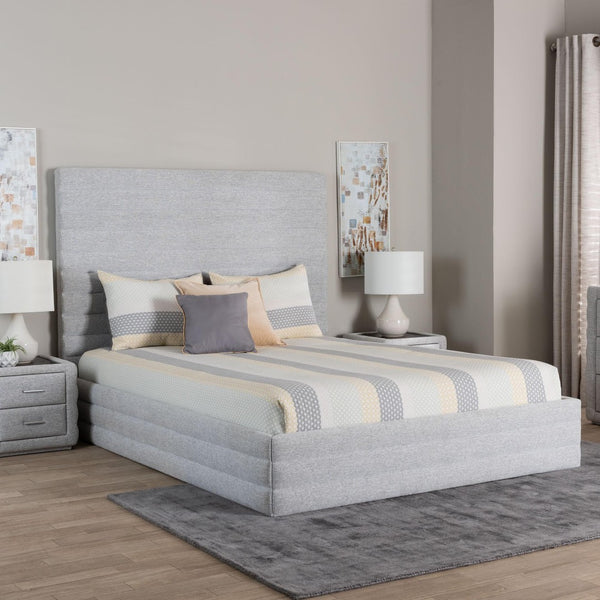 Baxton Studio Baxton Studio Cadmus Modern Light Grey Channel-Tufted Fabric Platform Bed for Contemporary Bedrooms King BBT61237-Light Grey-King