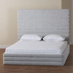 Baxton Studio Baxton Studio Cadmus Modern Light Grey Channel-Tufted Fabric Platform Bed for Contemporary Bedrooms King BBT61237-Light Grey-King