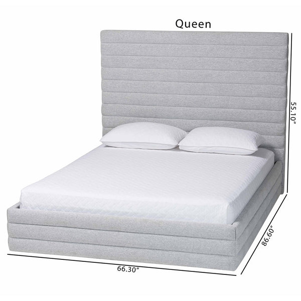 Baxton Studio Baxton Studio Cadmus Modern Light Grey Channel-Tufted Fabric Platform Bed for Contemporary Bedrooms King BBT61237-Light Grey-King