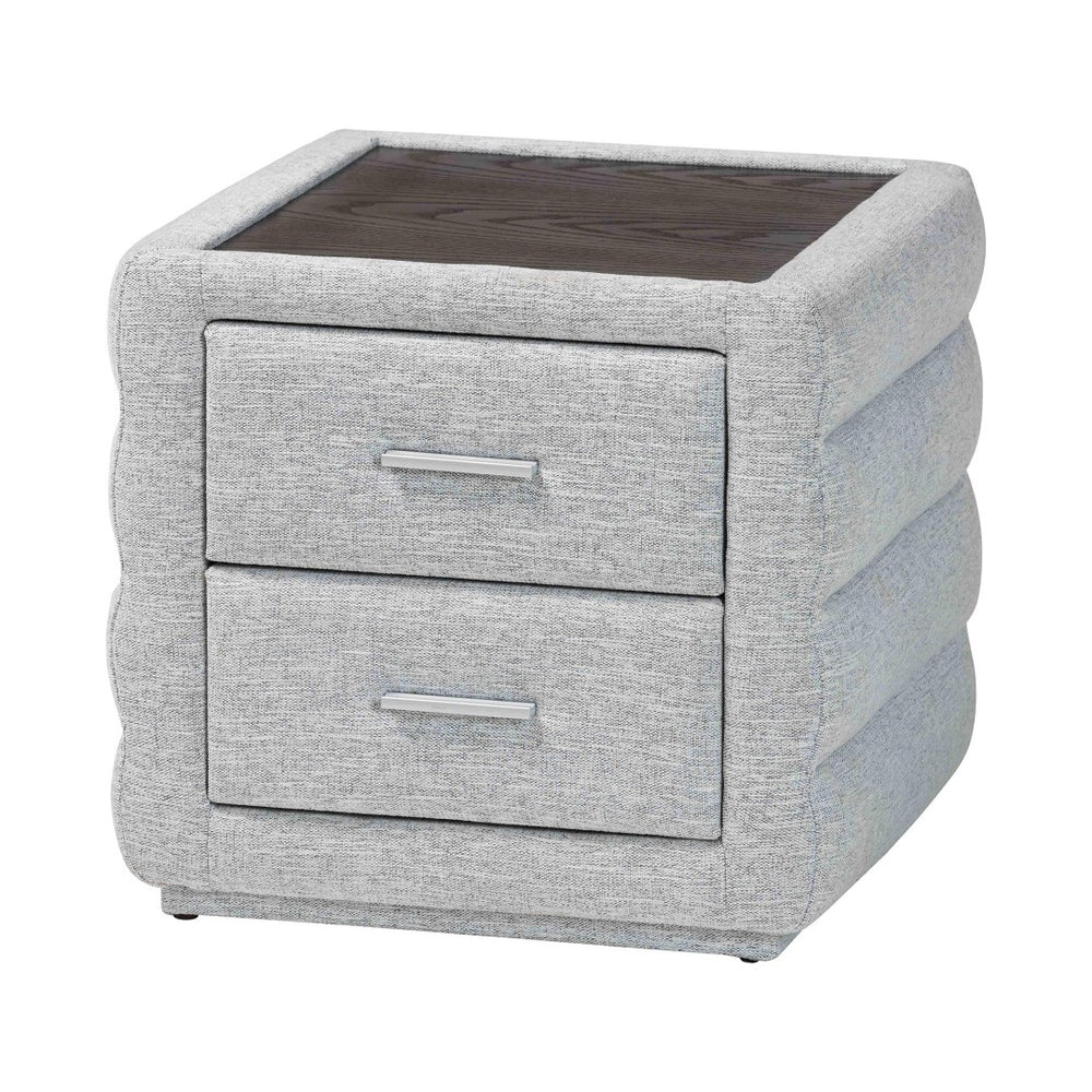 Baxton Studio Baxton Studio Cadmus Modern Light Grey Nightstand – Stylish Channel-Tufted Design & 2-Drawer Storage BBT3224.11 A1-Light Grey-NS