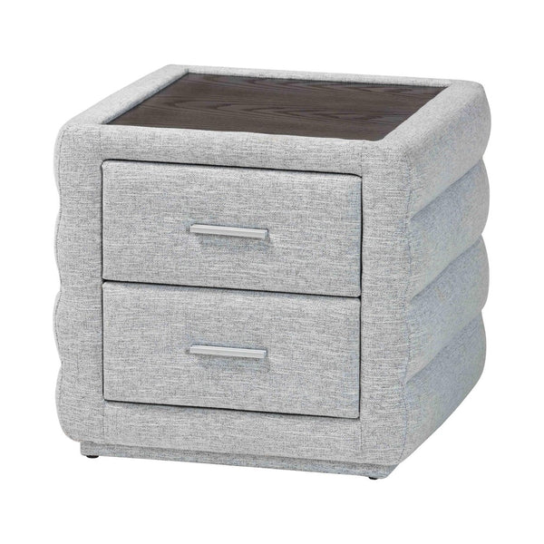 Baxton Studio Baxton Studio Cadmus Modern Light Grey Nightstand – Stylish Channel-Tufted Design & 2-Drawer Storage BBT3224.11 A1-Light Grey-NS