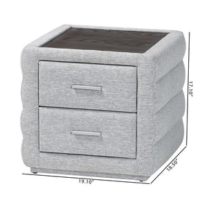 Baxton Studio Baxton Studio Cadmus Modern Light Grey Nightstand – Stylish Channel-Tufted Design & 2-Drawer Storage BBT3224.11 A1-Light Grey-NS