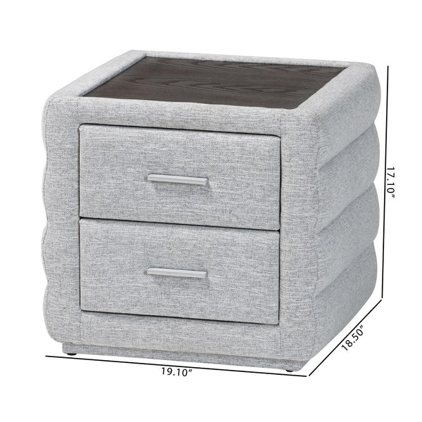 Baxton Studio Baxton Studio Cadmus Modern Light Grey Nightstand – Stylish Channel-Tufted Design & 2-Drawer Storage BBT3224.11 A1-Light Grey-NS